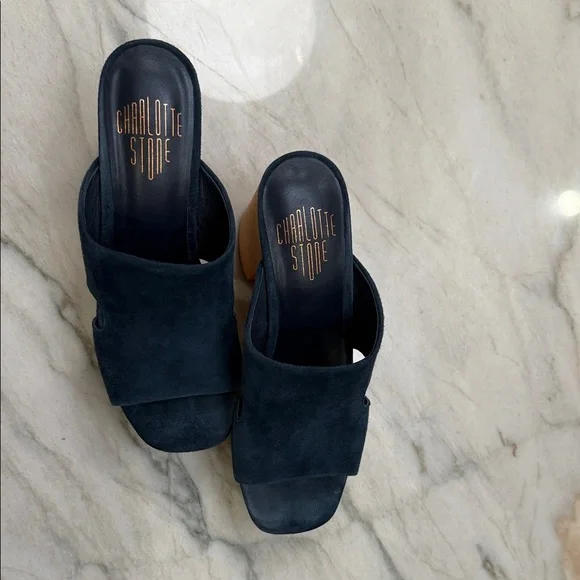 Charlotte Stone Nina Navy Suede Mules - Picture 3 of 10